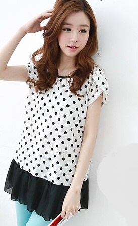 BM71338 Polka Dot Top White