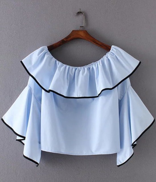 BM71345 Frilled Top Light Blue