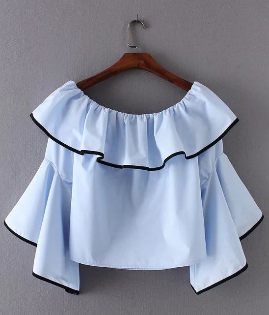 BM71345 Frilled Top Light Blue