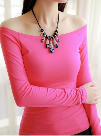BM71346 Sexy Off Shoulder Top Pink