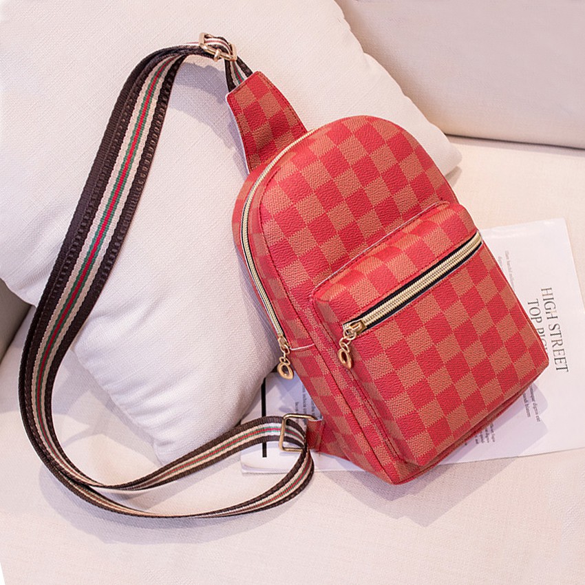 KW80777 Women's Checker Chest Bag Red