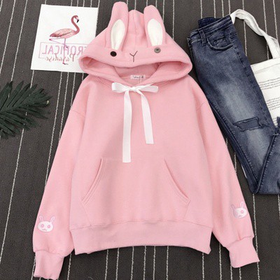 KW80789 Rabbit Women's Hoodie Pink 