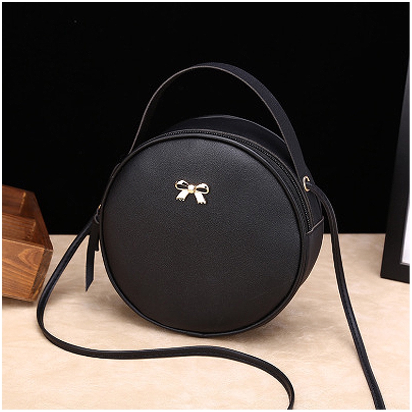 KW80806  Women's Ribbon Round Bag Black