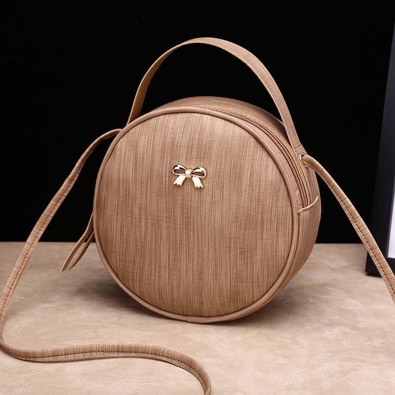 KW80806 Women's Ribbon Round Bag Khaki