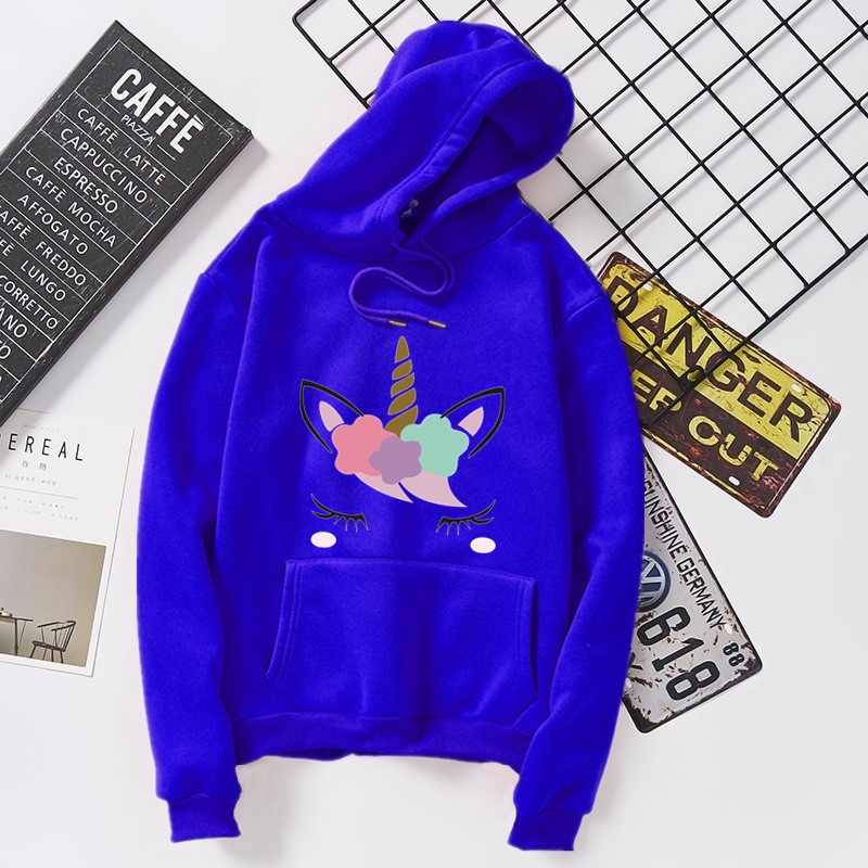 KW80807 Women's Hoodie Top Blue