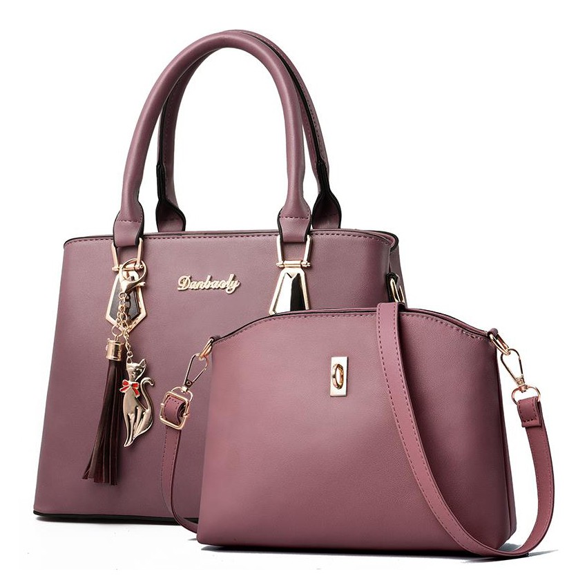 KW80826 Premium 2 In 1 Handbag Dark Purple