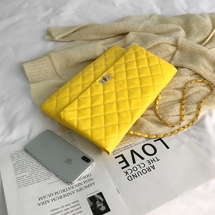KW80848 Quilted Sling Handbag Yellow