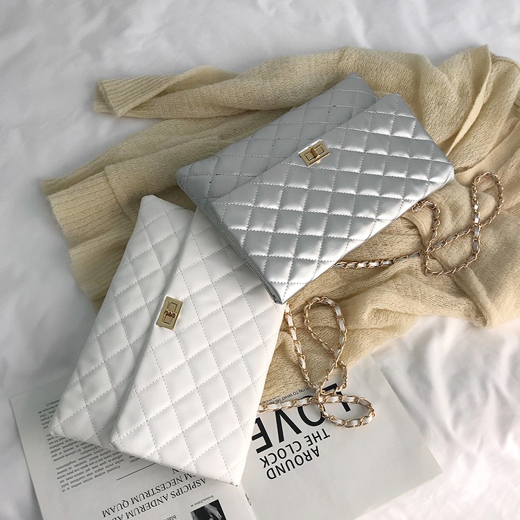 KW80848 Quilted Sling Handbag White