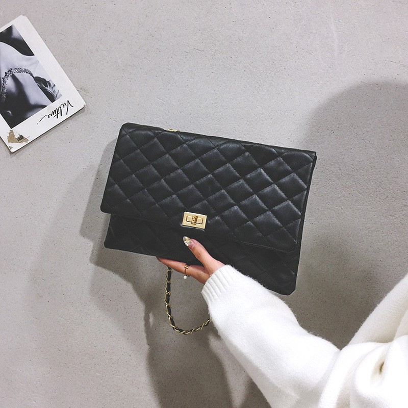 KW80848 Quilted Sling Handbag Black