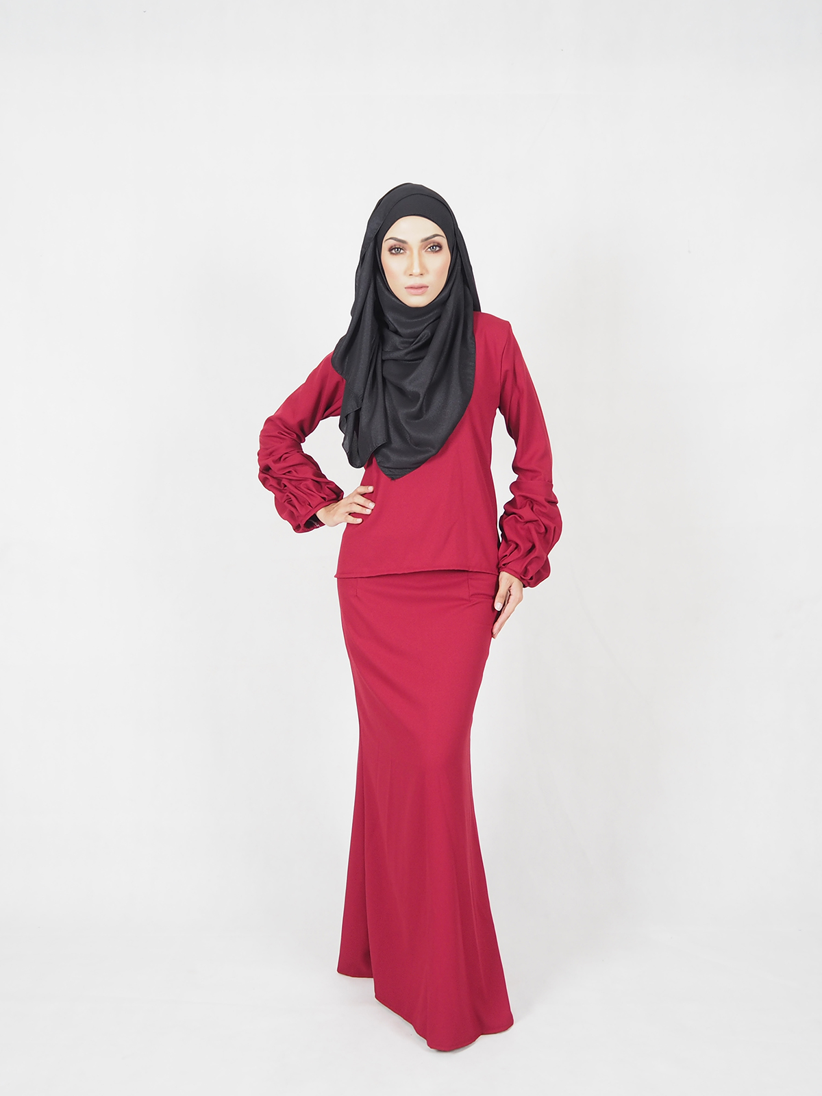 SW5392 (MATERNITY) MODERN KURUNG MAROON