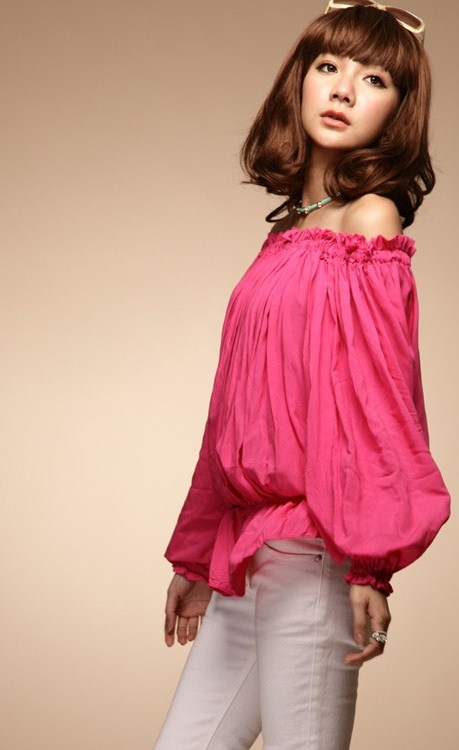 BM71341 Off Shoulder Top Pink