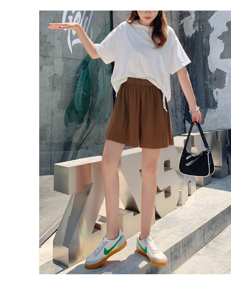 QA-804 PLEATED WIDE SHORTS PANTS BROWN