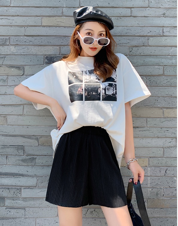 QA-804 PLEATED WIDE SHORTS PANTS BLACK