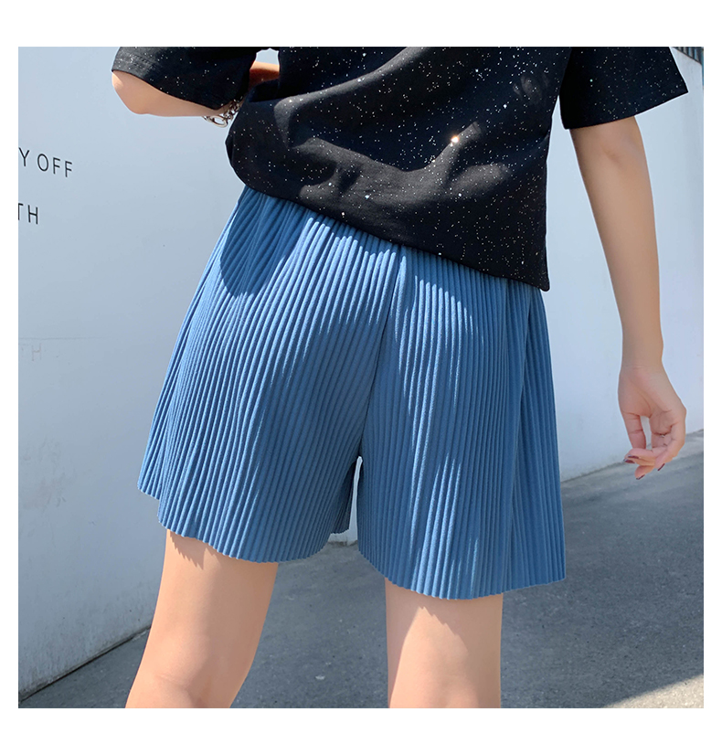 QA-804 PLEATED WIDE SHORTS PANTS BLUE