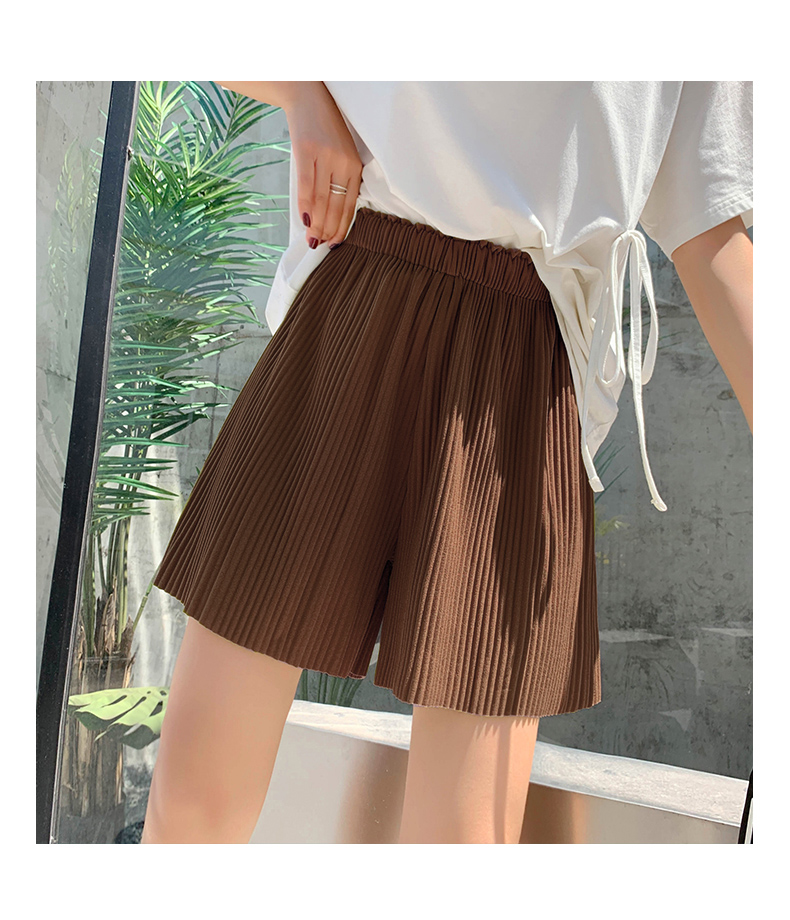 QA-804 PLEATED WIDE SHORTS PANTS BROWN