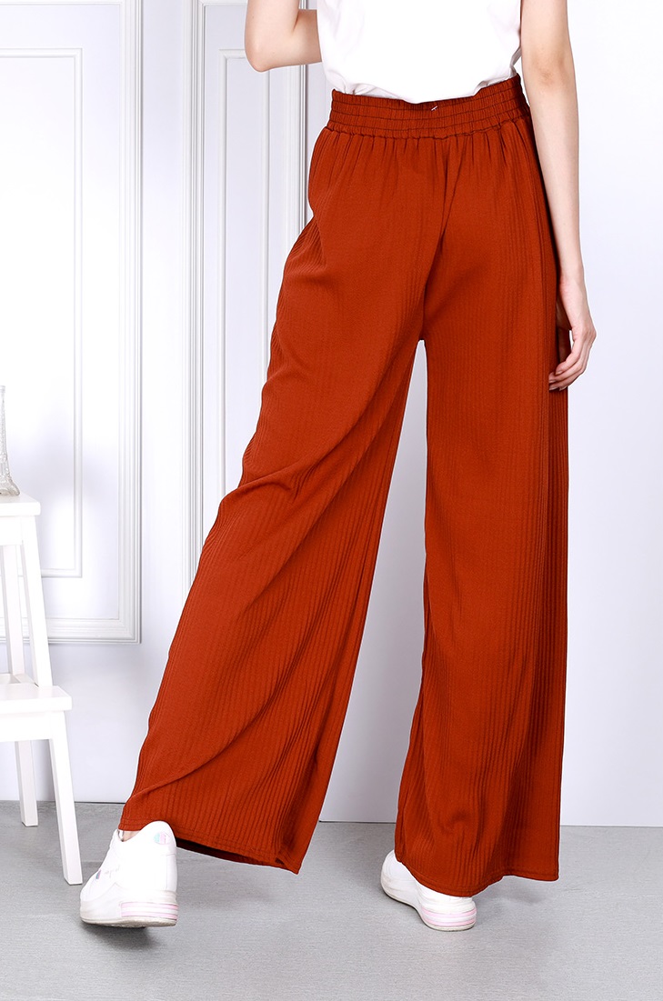 QA-811 PLEATED WIDE LONG PANTS AS PICTURE