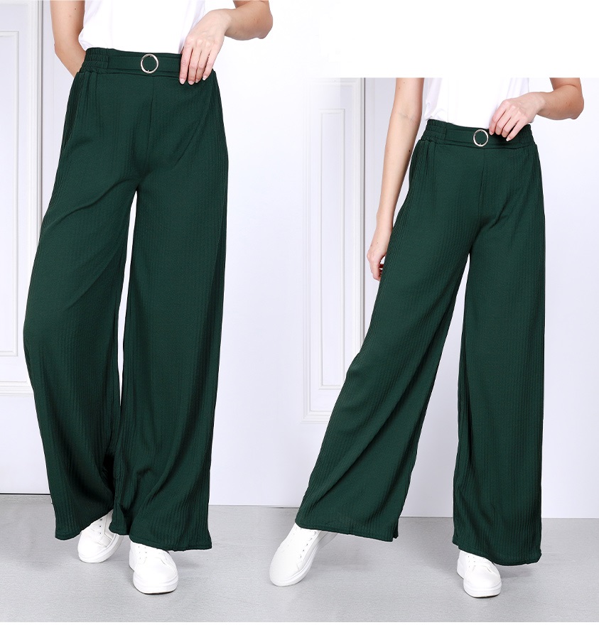 QA-811 PLEATED WIDE LONG PANTS GREEN