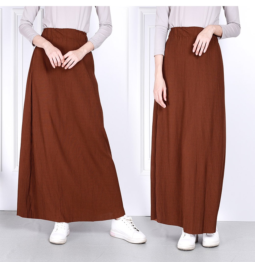 QA-812 A LINE PLEATED SKIRT BROWN