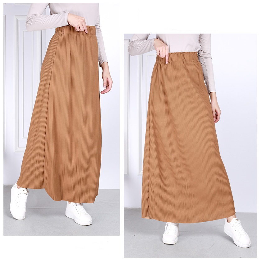 QA-812 A LINE PLEATED SKIRT KHAKI