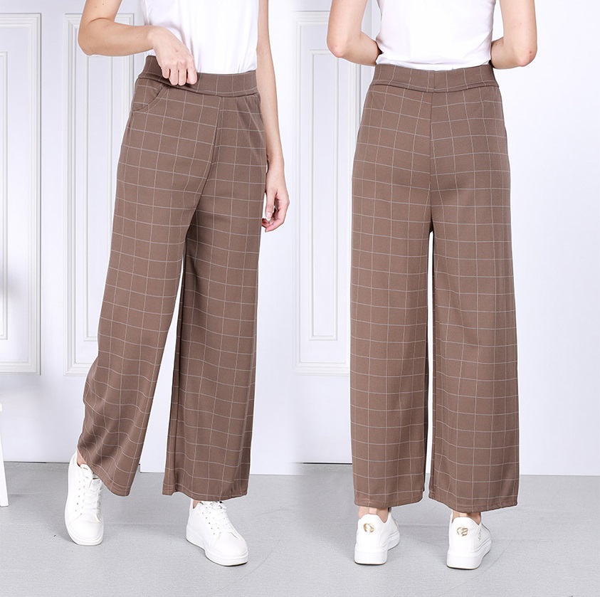 QA-813 CHECKERED PANTS KHAKI