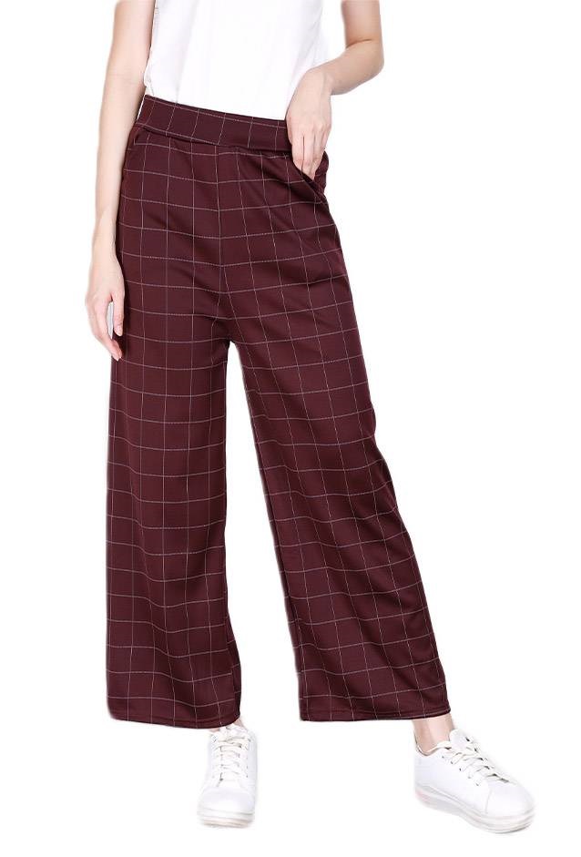 QA-813 CHECKERED PANTS WINE