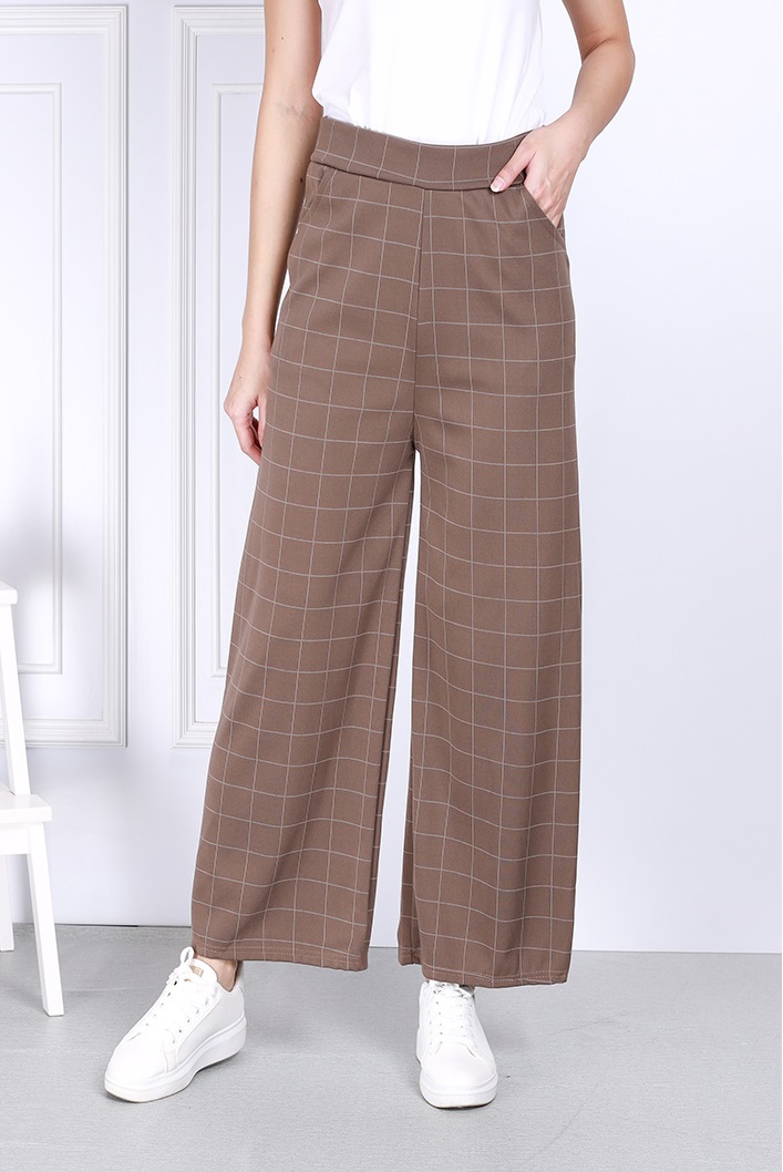 QA-813 CHECKERED PANTS KHAKI