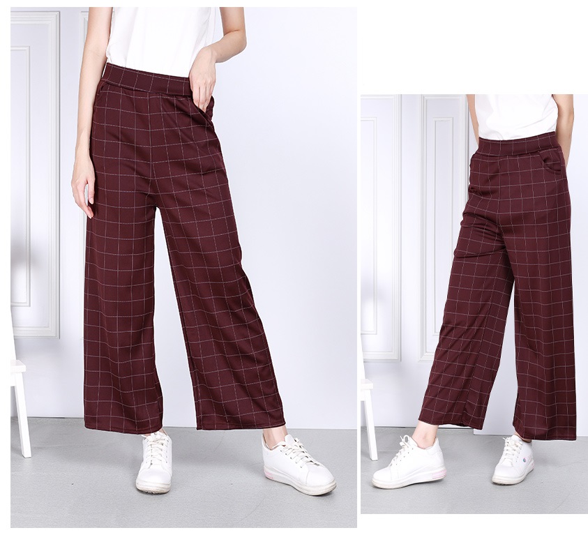 QA-813 CHECKERED PANTS WINE