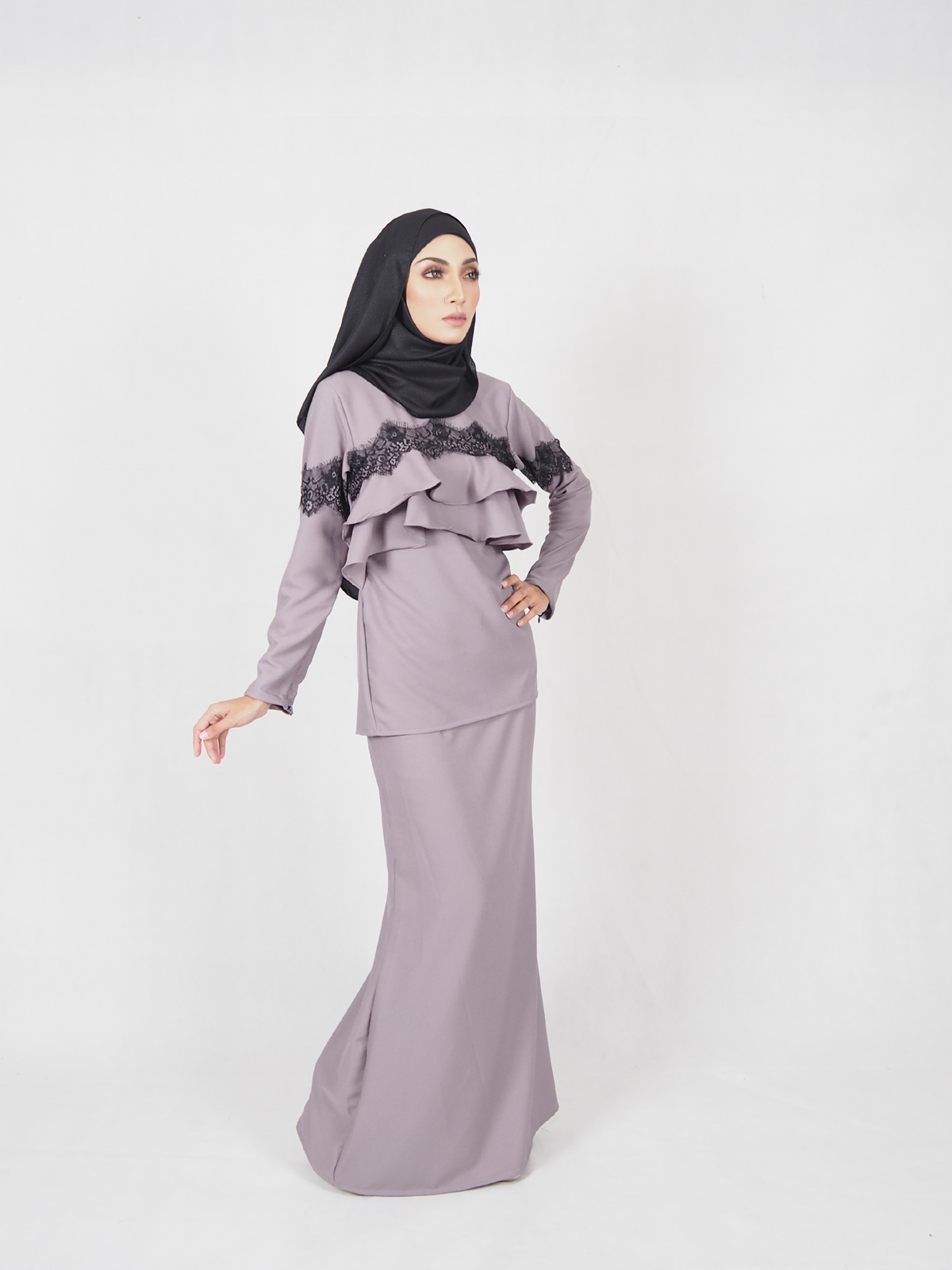 SW5393 (MATERNITY PREGNANCY) ELEGANT BAJU KURUNG GREY