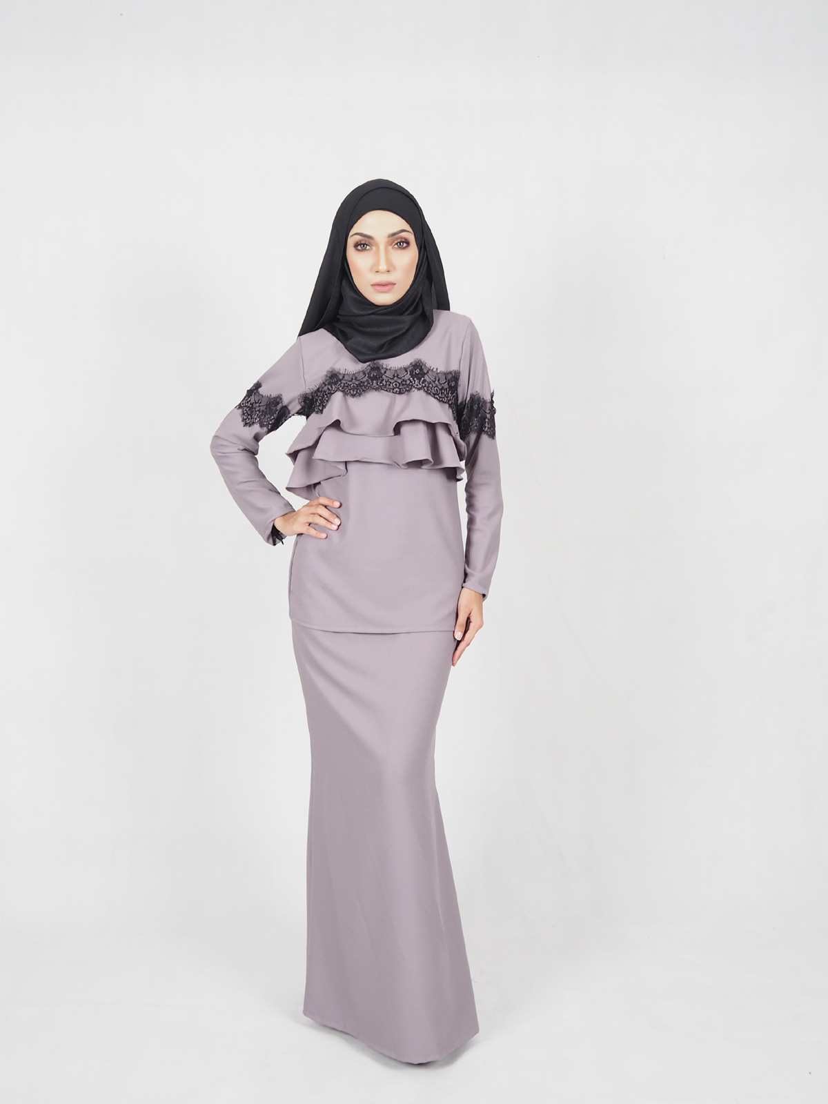 SW5393 (MATERNITY PREGNANCY) ELEGANT BAJU KURUNG GREY