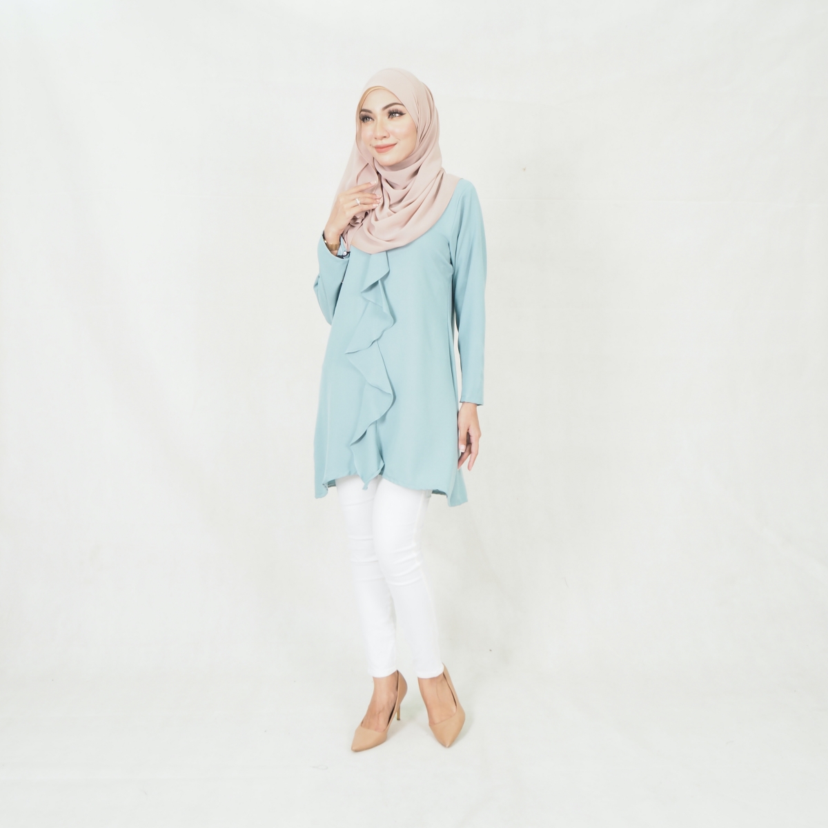 SW5397 (PLUS SIZE) LONG SLEEVES BLOUSE GREEN