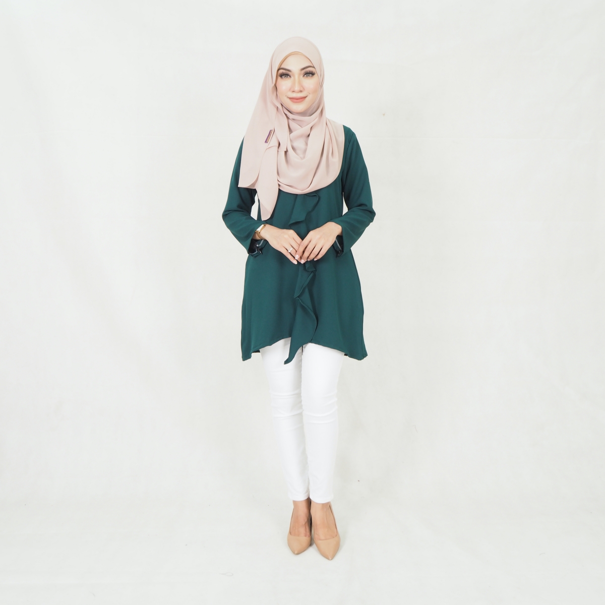 SW5397 (PLUS SIZE) LONG SLEEVES BLOUSE EMERALD GREEN
