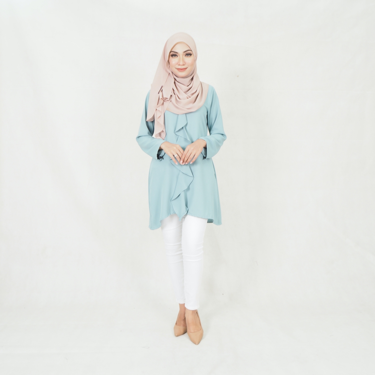 SW5397 (PLUS SIZE) LONG SLEEVES BLOUSE GREEN