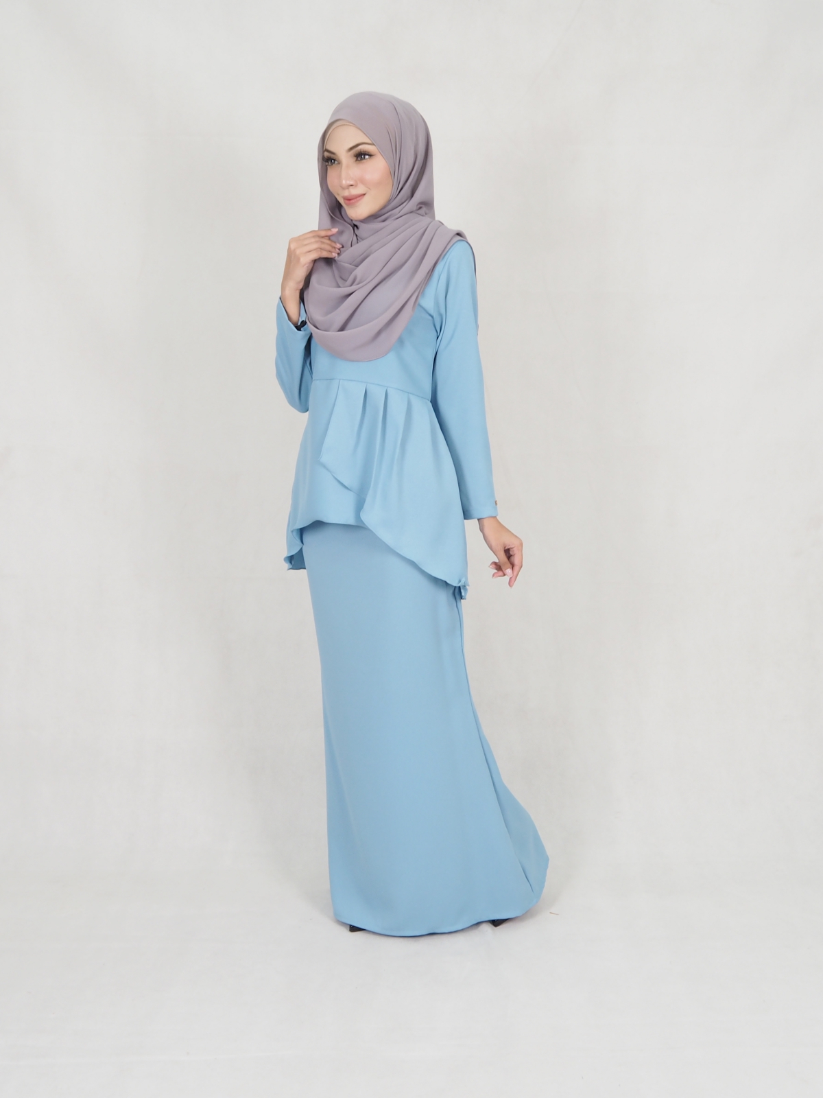 SW5398 (BREASTFEEDING) BAJU KURUNG LIGHT BLUE