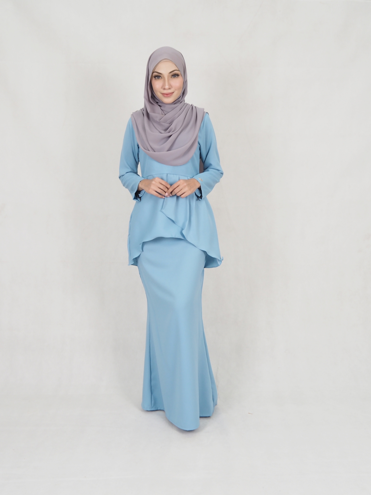 SW5398 (BREASTFEEDING) BAJU KURUNG LIGHT BLUE