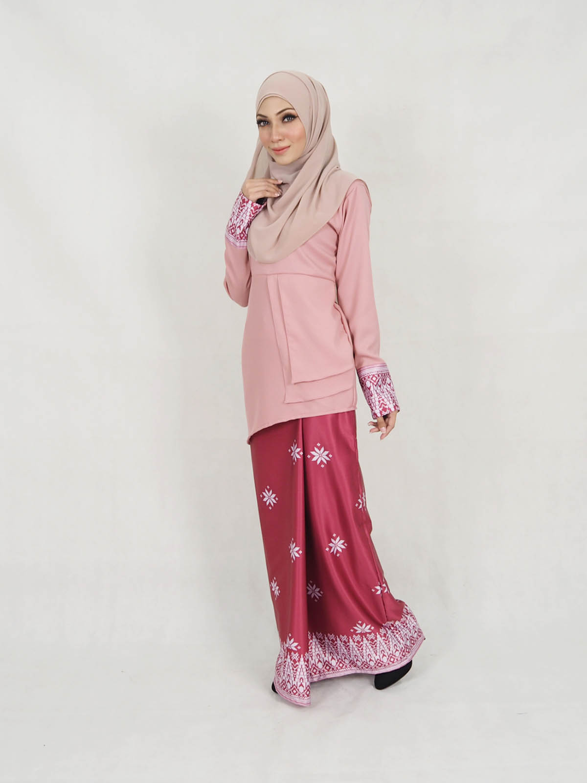 SW5402 (BREASTFEEDING) Songket Printed Baju Kurung Dusty Pink