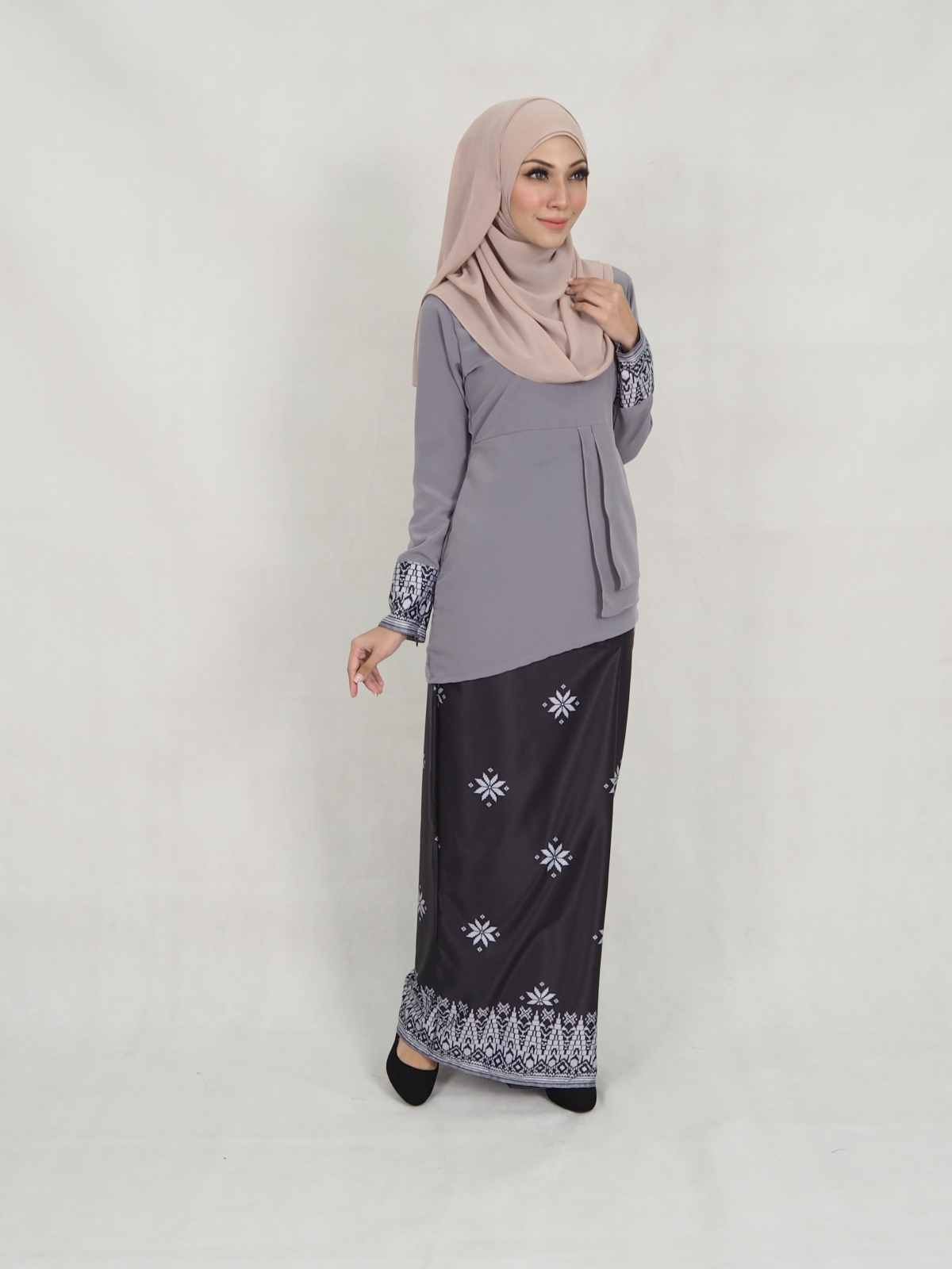 SW5402 (BREASTFEEDING) Songket Printed Baju Kurung Grey