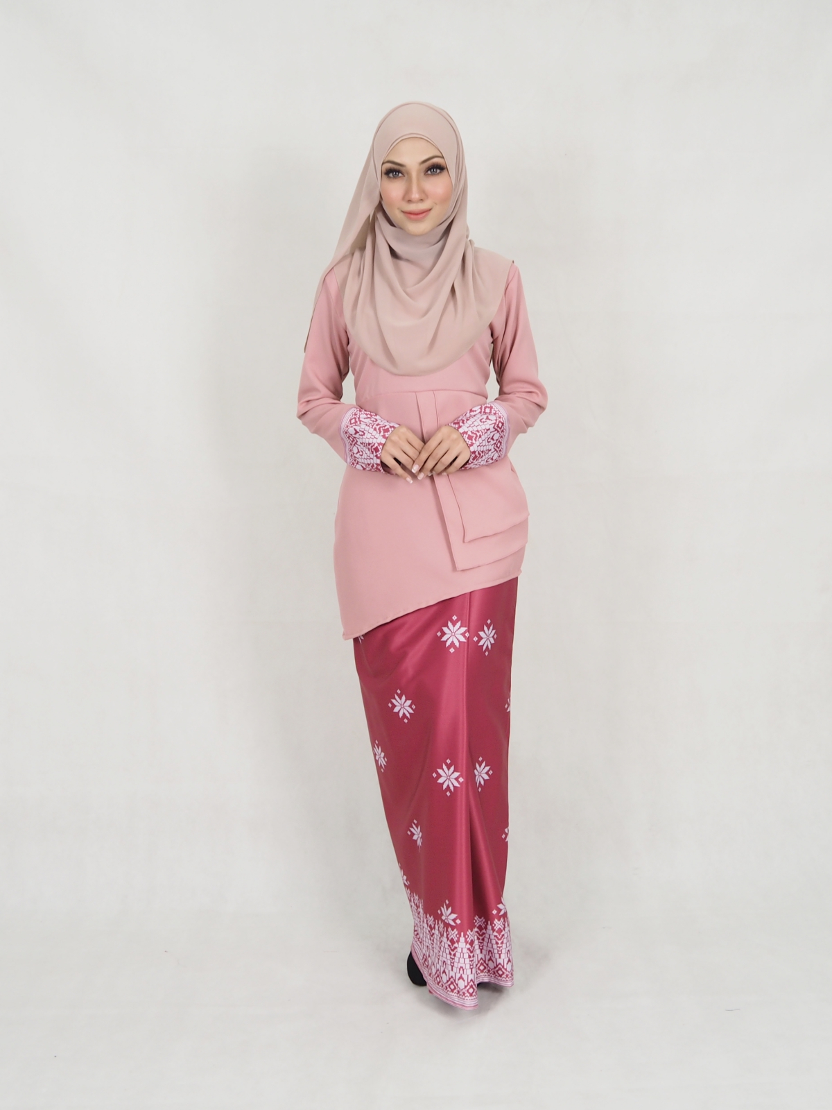 SW5402 (BREASTFEEDING) Songket Printed Baju Kurung Dusty Pink