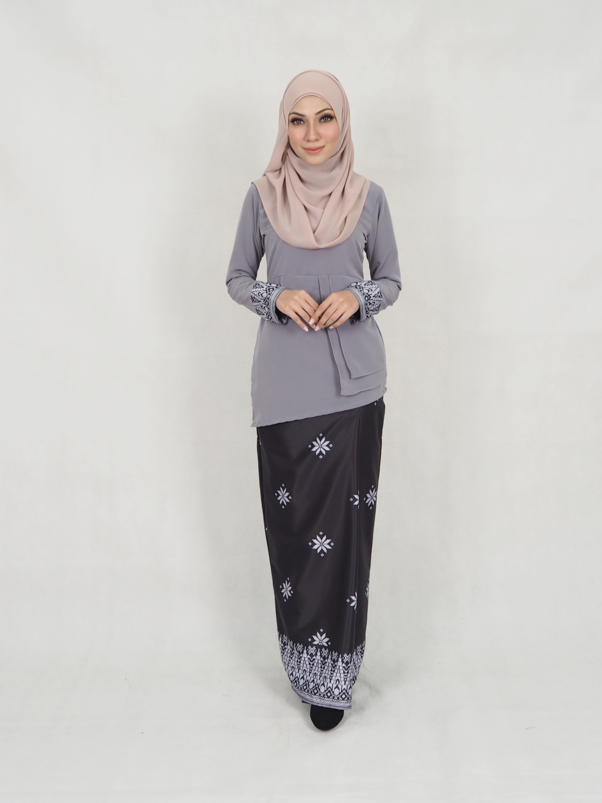 SW5402 (BREASTFEEDING) Songket Printed Baju Kurung Grey