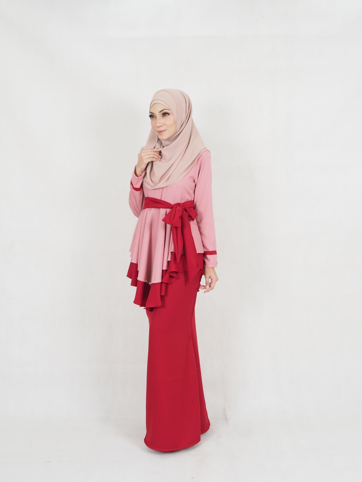 SW5403 (BREASTFEEDING) Ribbon Baju Kurung Dusty Pink