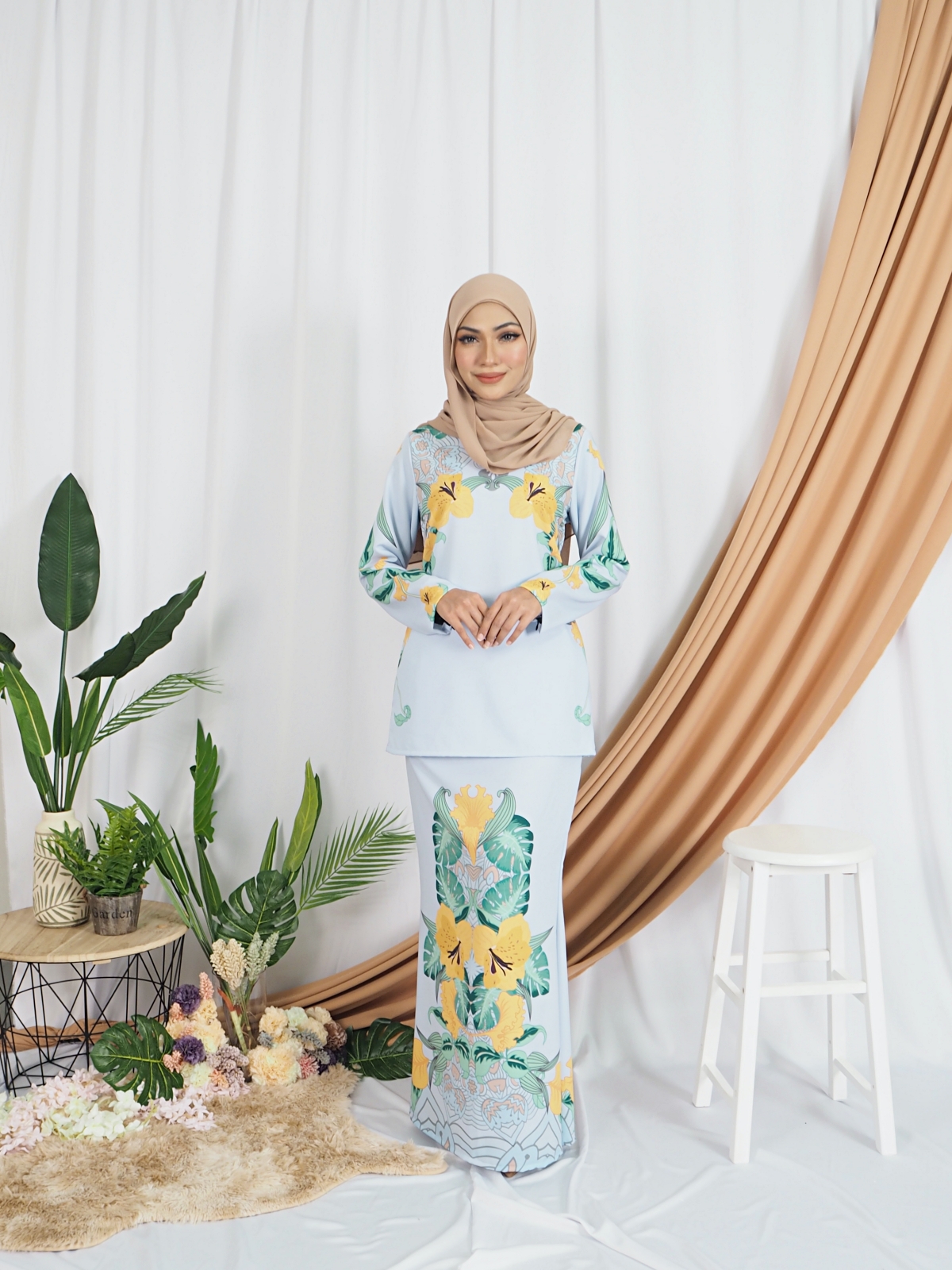 SW5404 Floral Printed Baju Kurung As Picture