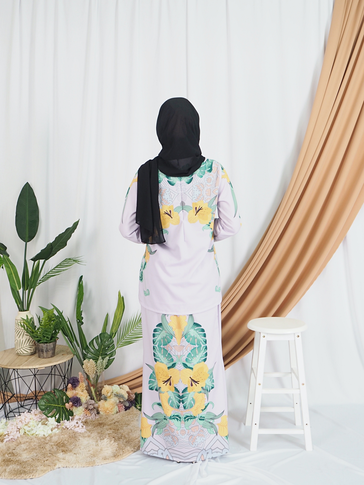 SW5404 Floral Printed Baju Kurung Lavender