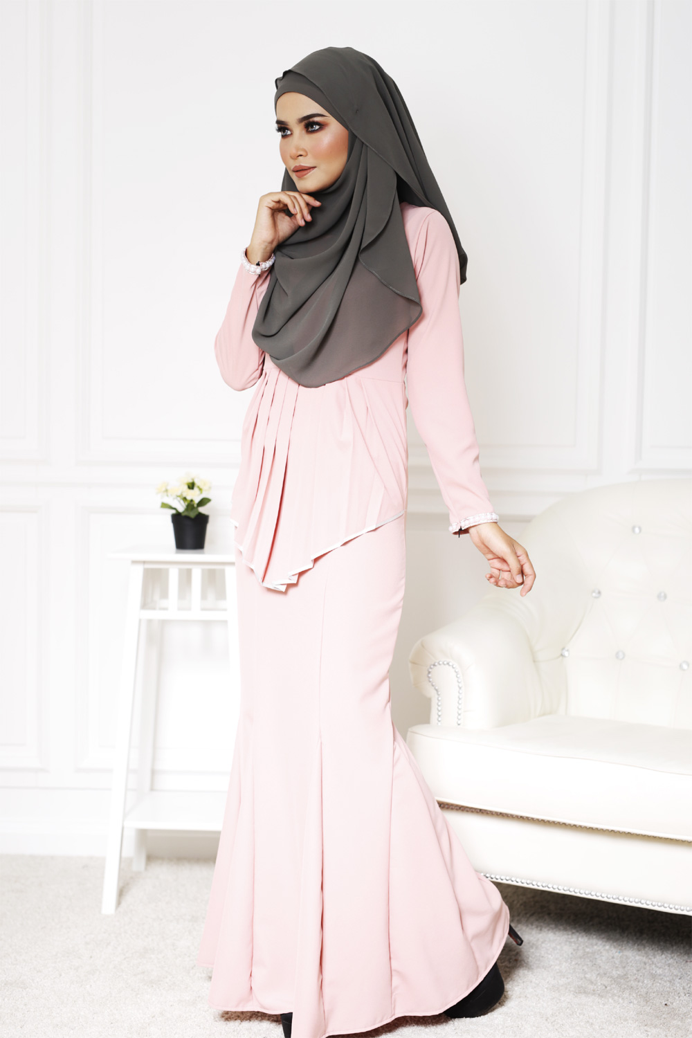 SW5407 (MATERNITY)  Peplum Pearl Jubah Pink