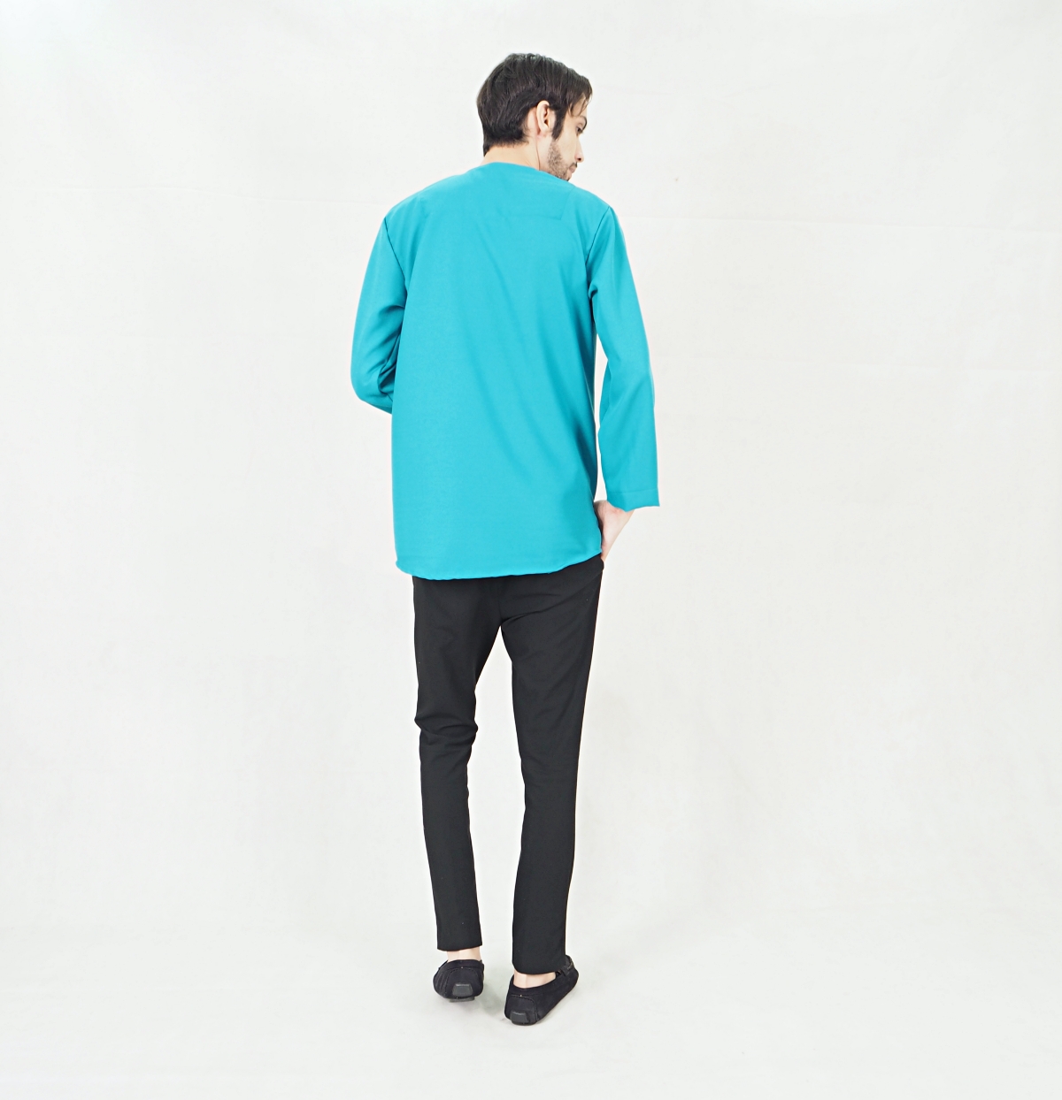 SW5414 (PLUS SIZE) Slim Fit Long Sleeve Kurta Green