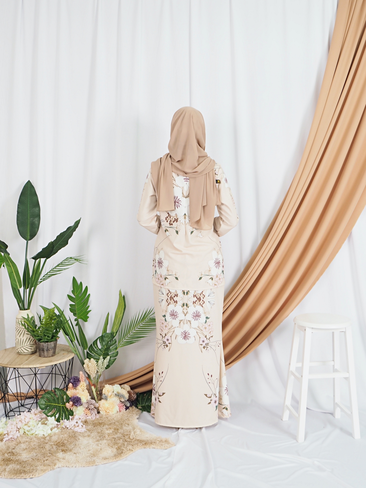 SW5417 Floral Printed Baju Kurung Pink