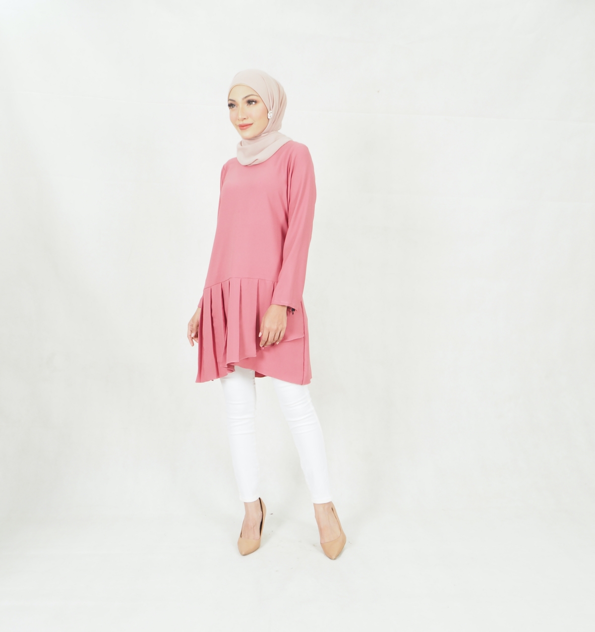 SW5421  (PLUS SIZE) Long Sleeves Blouse Pink