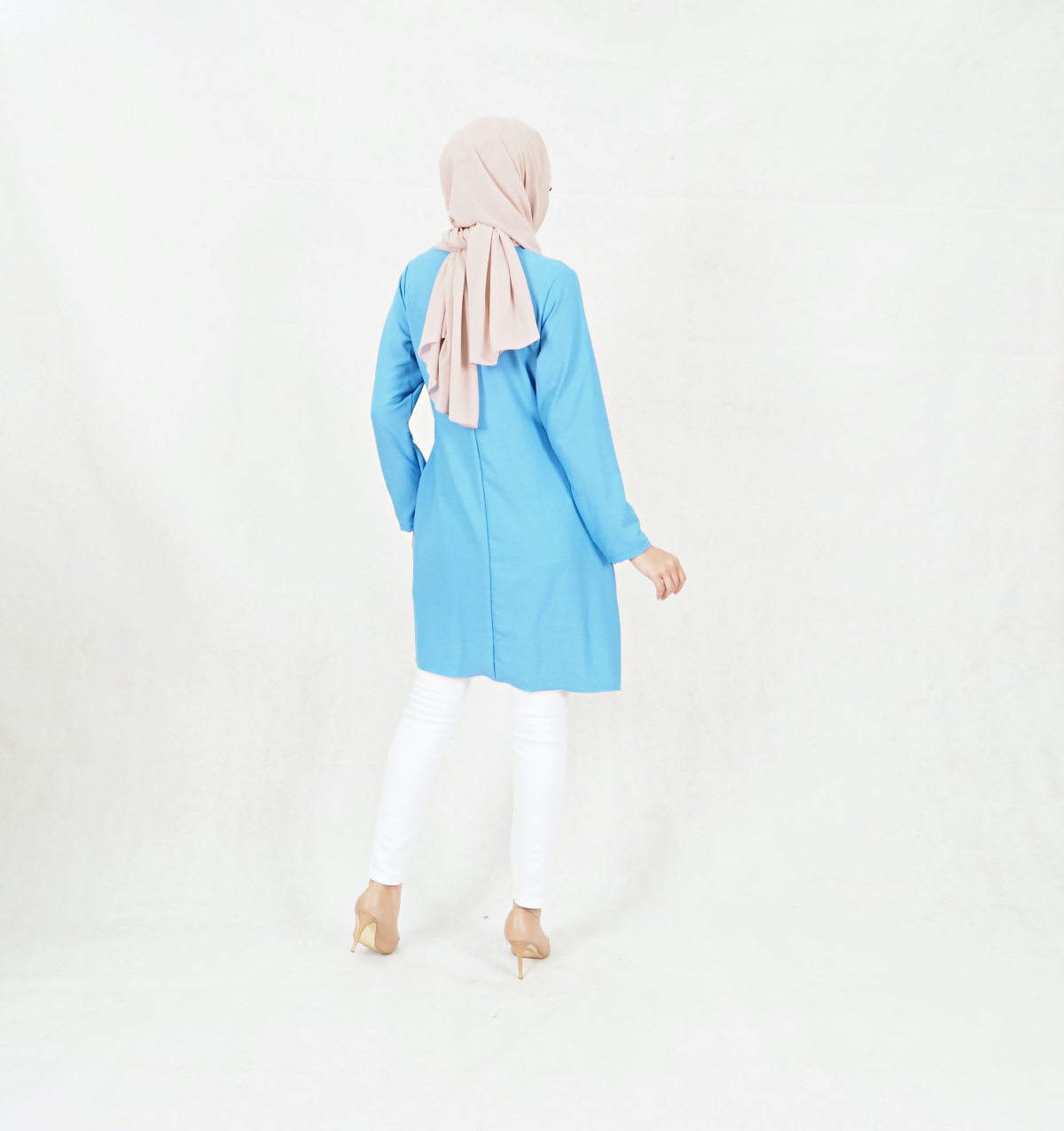 SW5421  (PLUS SIZE) Long Sleeves Blouse Baby Blue