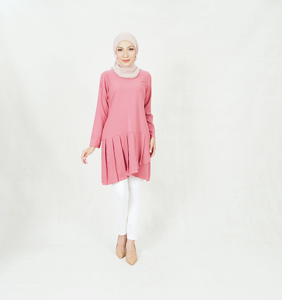 SW5421  (PLUS SIZE) Long Sleeves Blouse Pink