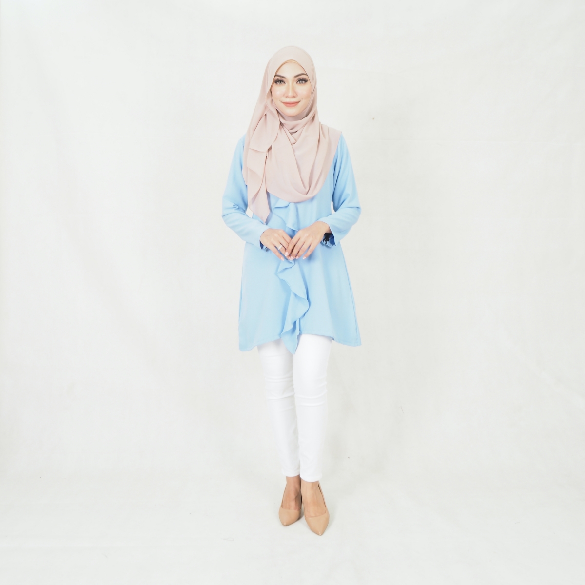 SW5397 (PLUS SIZE) LONG SLEEVES BLOUSE BABY BLUE