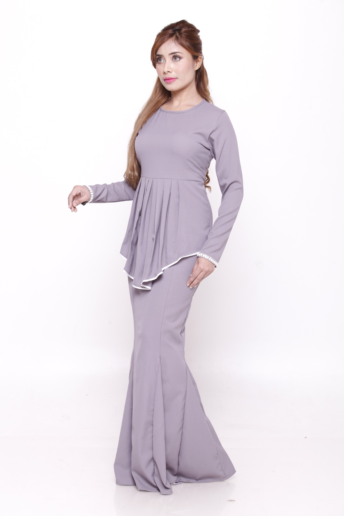 SW5407 (MATERNITY)  Peplum Pearl Jubah Grey