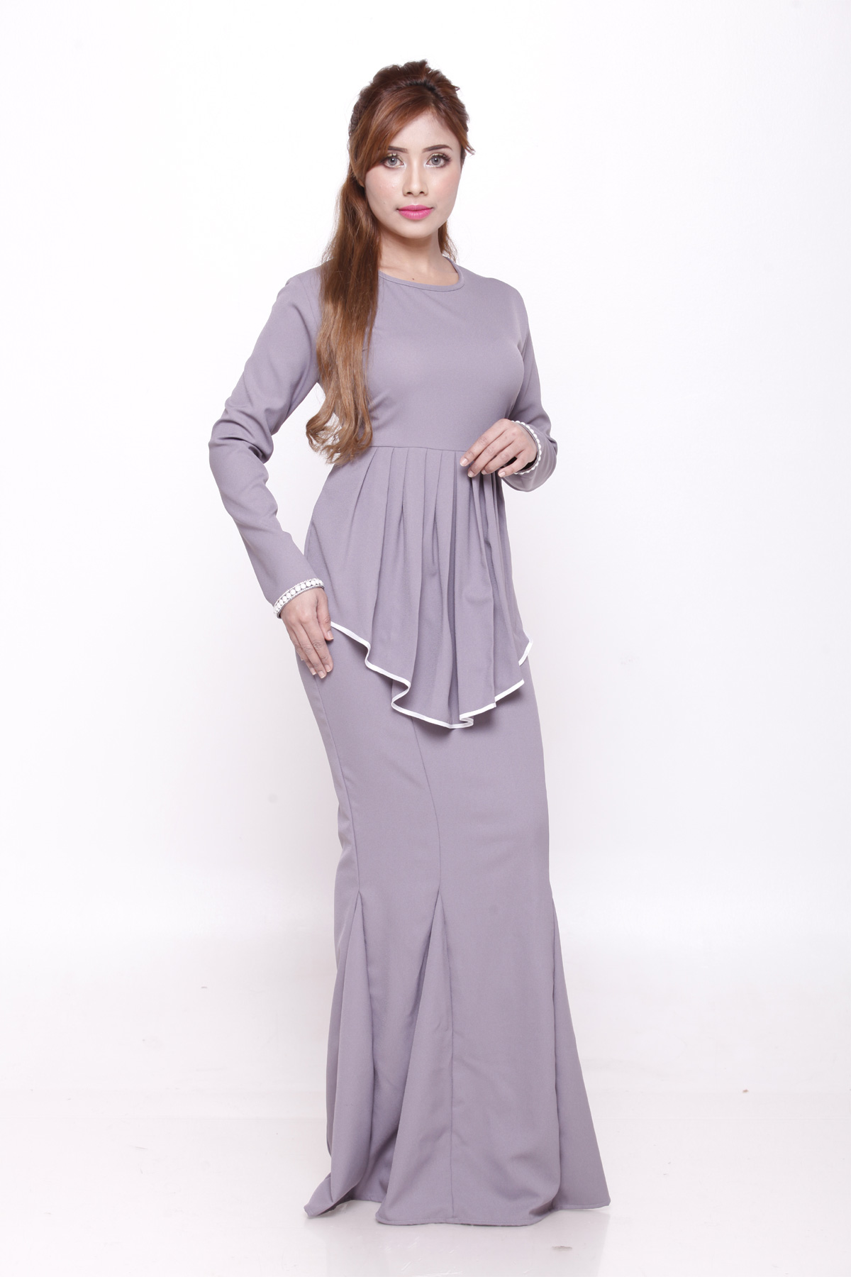 SW5407 (MATERNITY)  Peplum Pearl Jubah Grey